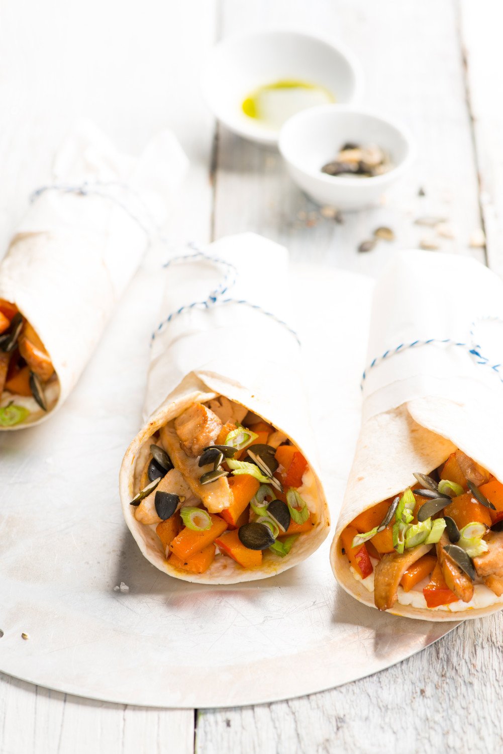 Exquisito y liviano: el "wrap" de jengibre, queso de cabra y zapallo