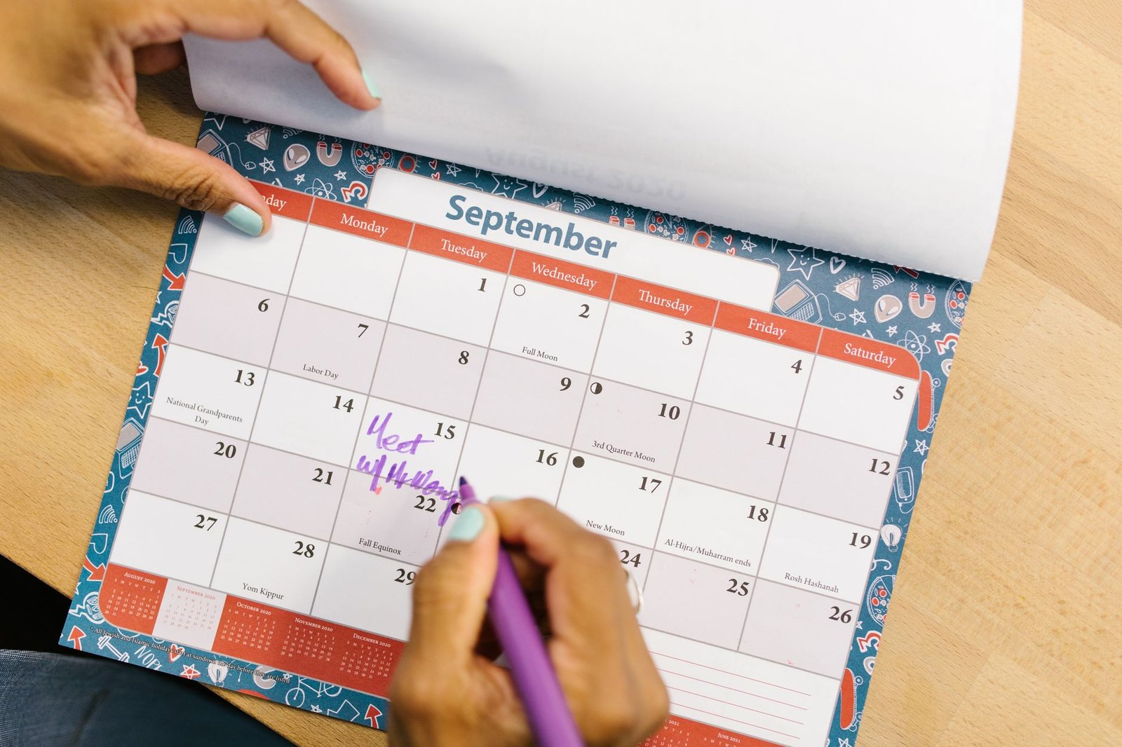 Planificación de vacaciones en el calendario